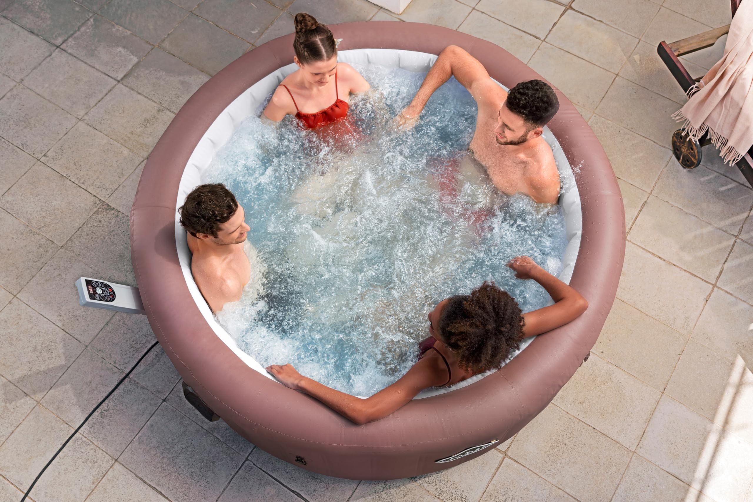 Bestway® Lay-Z-SPA® Hawaii AirJet™ Energiespar-Whirlpool, App-Steuerung, UltraFit™ Pumpe, Ø196x71cm, 6 Personen, Terrakotta Design