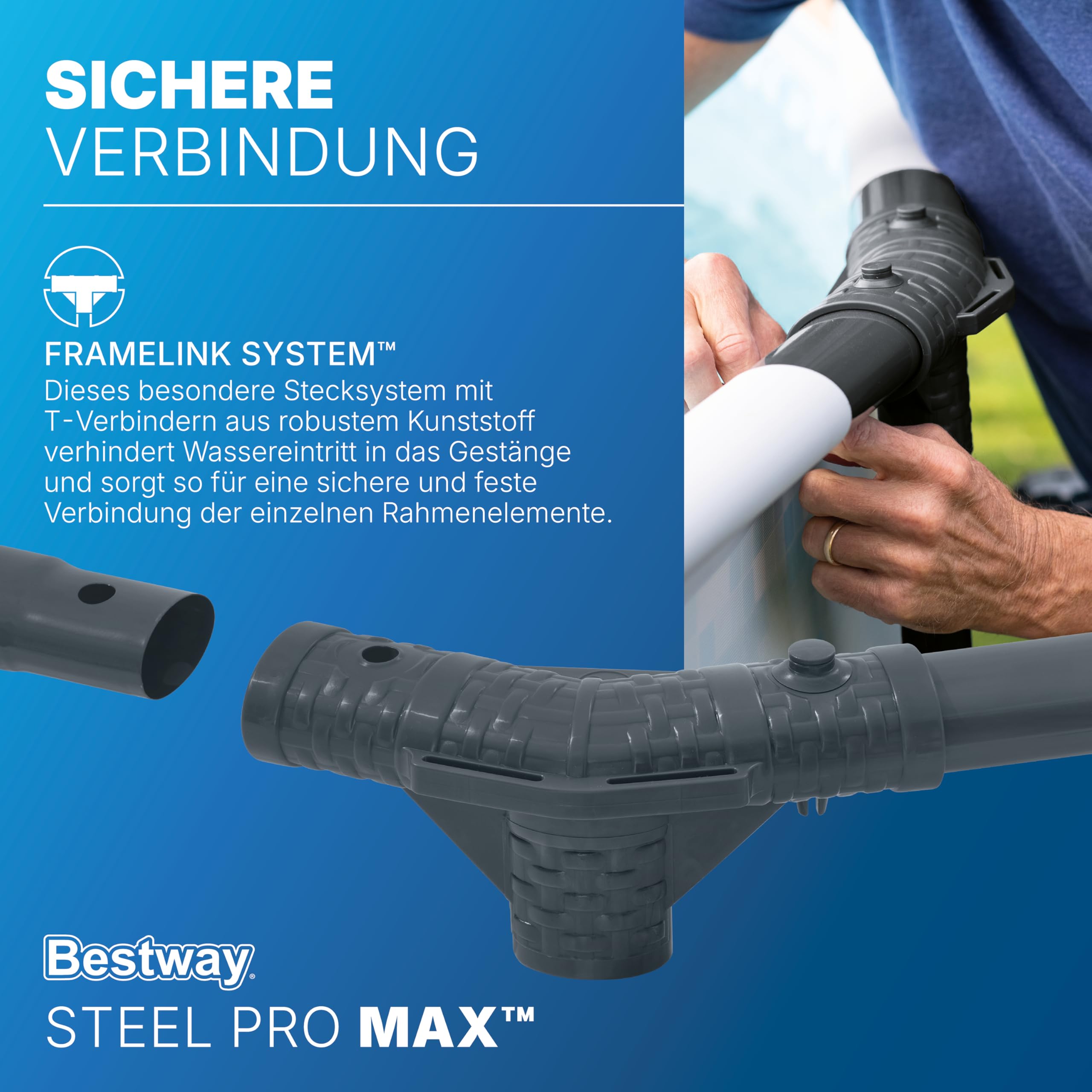 Bestway Steel Pro MAX Solo Pool ohne Zubehör 366 x 100 cm, Rattan-Optik (Schokobraun), rund