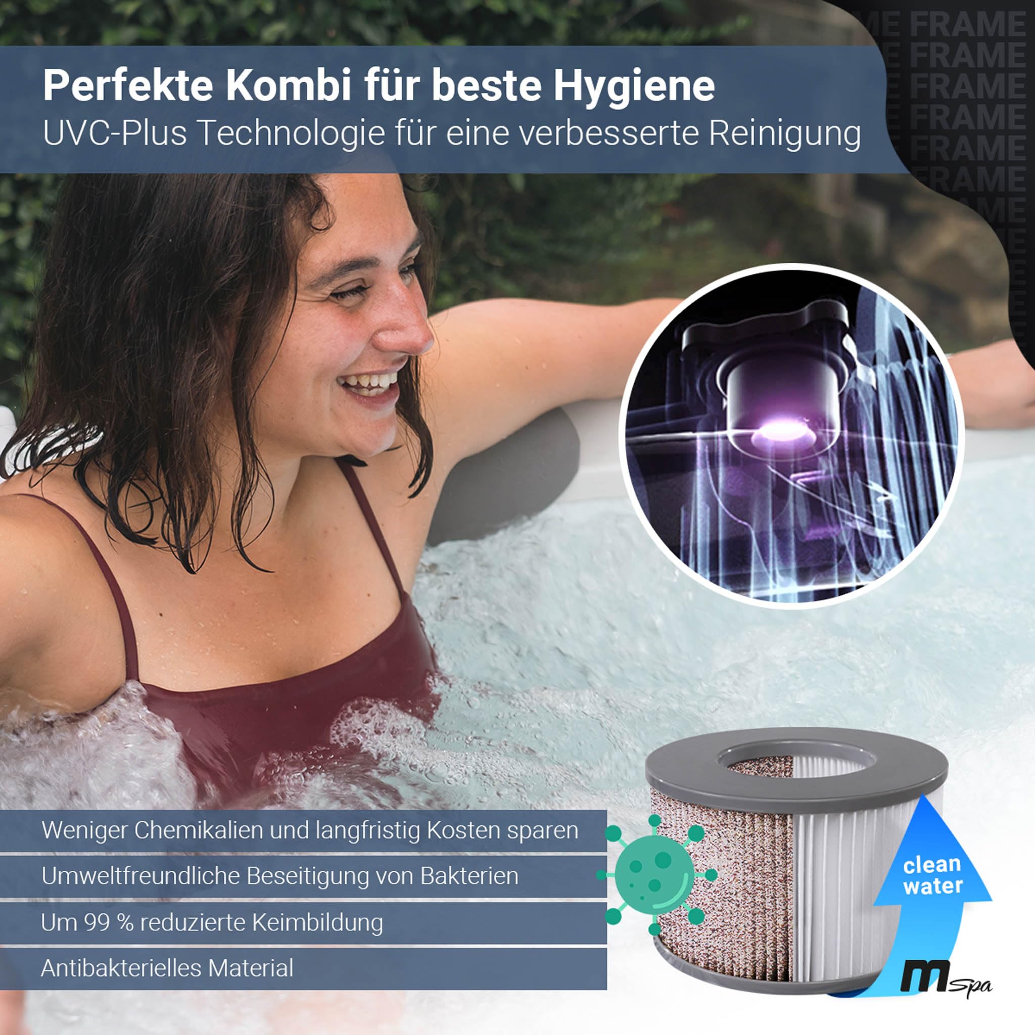 Miweba Whirlpool MSpa Tribeca, feste Außenwand, 6 Personen, 160x160x65cm, 120 Düsen, App-Steuerung, winterfest, In/Outdoor Aufstellpool