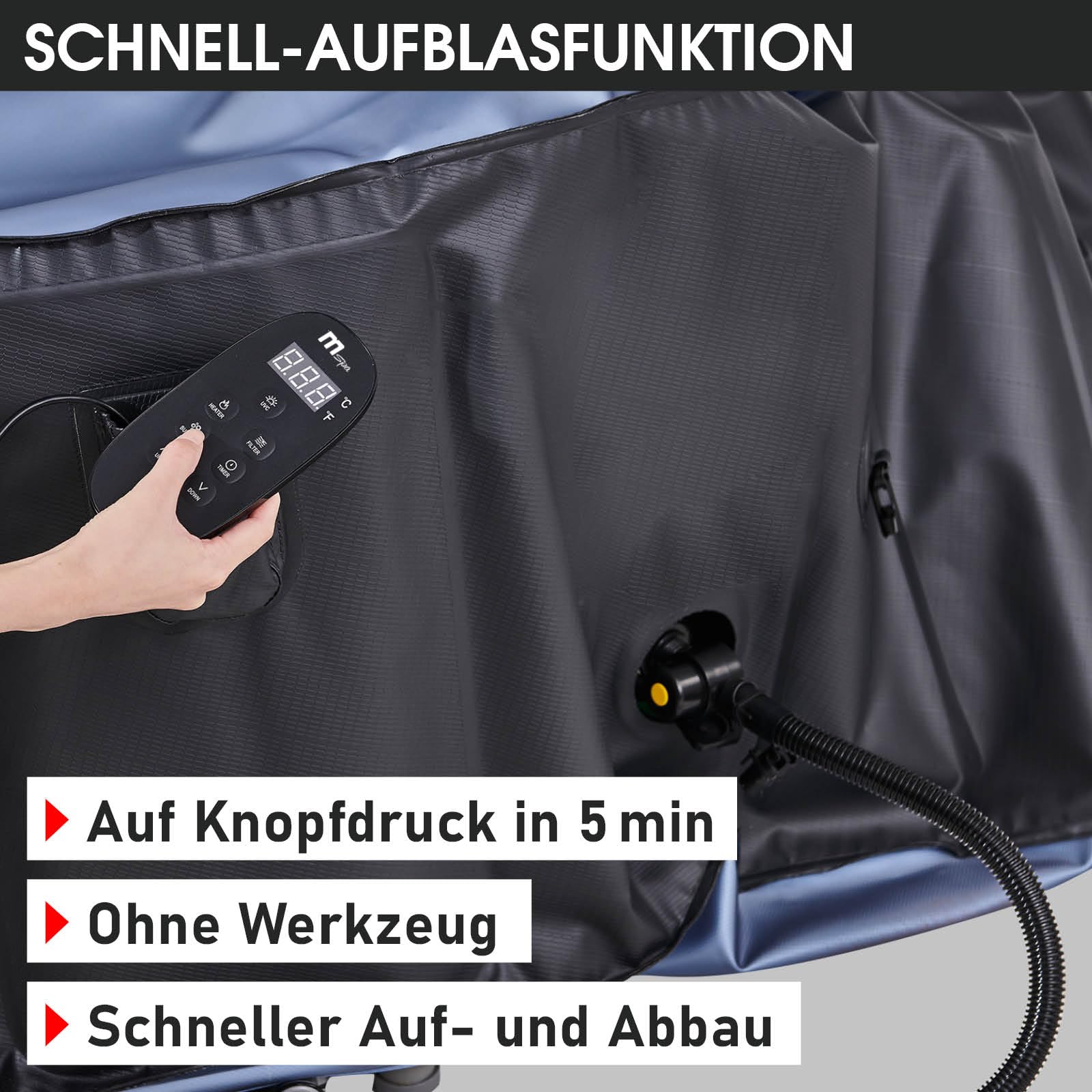 BRAST® Whirlpool MSpa aufblasbar, 4–8 Personen, rund & eckig, Ø125–224cm, bis 144 Düsen, In/Outdoor, Heizung, Abdeckung, Timer, Tekapo4